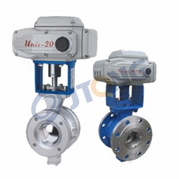 Electric V-shaped regulating ball valve