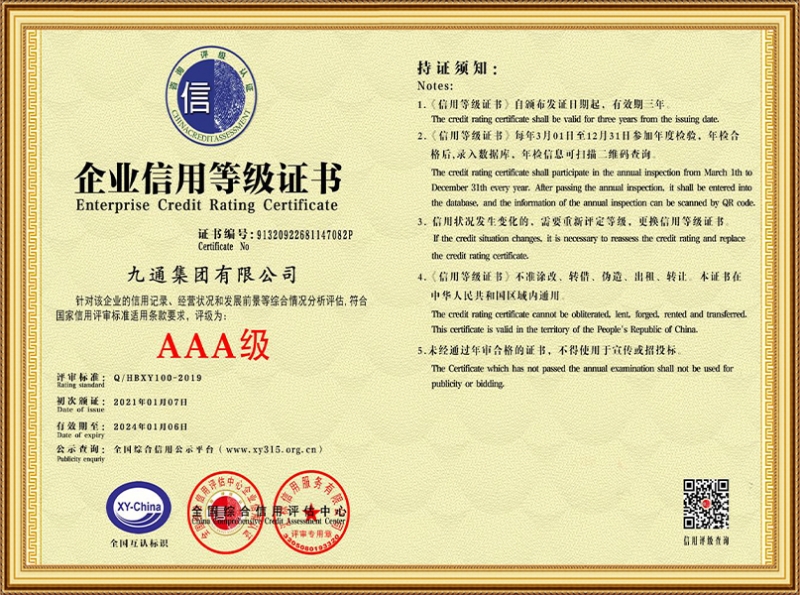 Enterprise Credit Rating Certificate